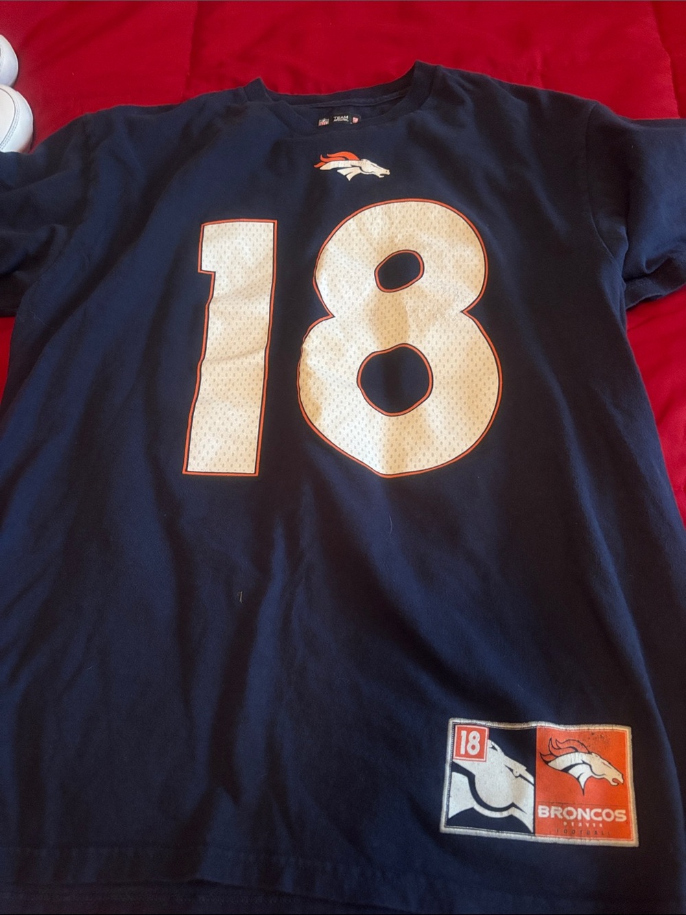 NFL Navy Blue Denver Broncos #18 Short Sleeve Tee